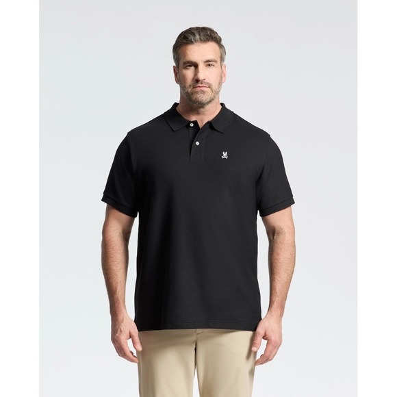 Psycho Bunny Polo Shirt Pima Cotton Skull Logo Short Sleeve Black